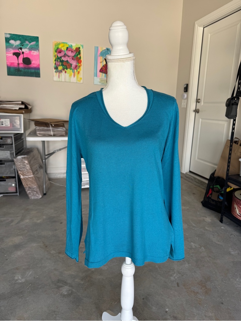 J. Jill Teal Long Sleeve V-Neck Tunic